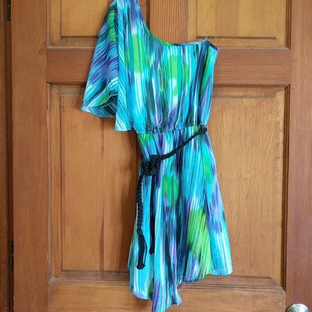 Multicolor One Shoulder Dress - Picture 3 of 4